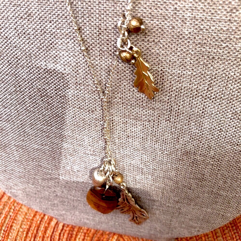 Silver Chain w Silver/Copper Trinket Pendants